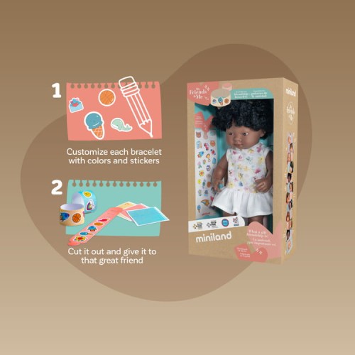 Miniland Lalka Afrykanka 38 cm | Miniland My Friends & Me