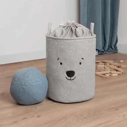 SIPO Kosz na zabawki szary miś  43 L.  XL ściągacz