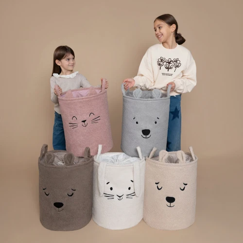 SIPO Kosz na zabawki kot różowy 43 L.  XL ściągacz