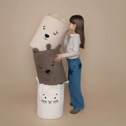 SIPO Kosz na zabawki Bear miś 43 L.Brązowy XL ściągacz