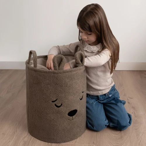 SIPO Kosz na zabawki Bear miś 43 L.Brązowy XL ściągacz