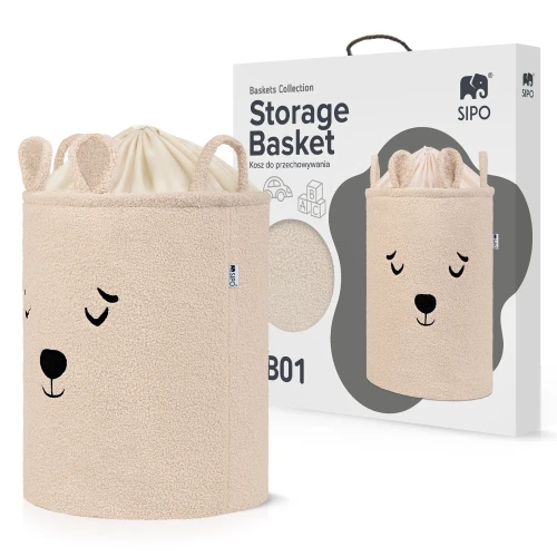 SIPO Kosz na zabawki Bear miś 43 L.Boucle XL ściągacz