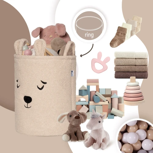 SIPO Kosz na zabawki Bear miś 43 L.Boucle XL ściągacz