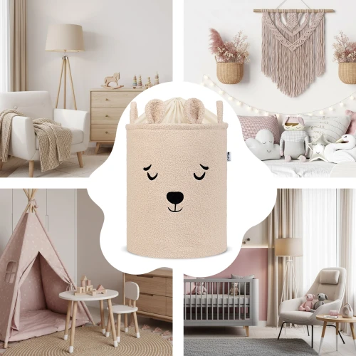 SIPO Kosz na zabawki Bear miś 43 L.Boucle XL ściągacz