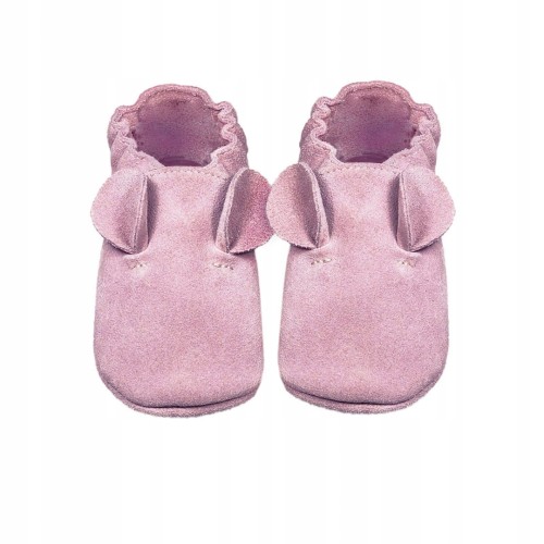 Babice paputki Soft kapcie myszka róż zamsz 0-6m.