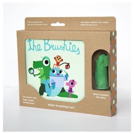THE BRUSHIES Szczoteczka silikonowa z książeczką PL Gryzozaur