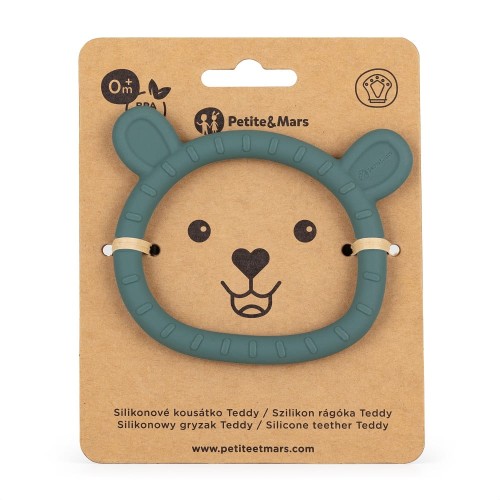 Petite&Mars Silikonowy gryzak Teddy Green