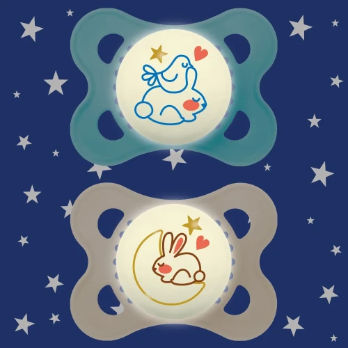 mam baby smoczek 2-6m. 2szt. night boy blue