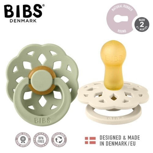 BIBS smoczek Boheme 6-18m M 2szt. Ivory Sage