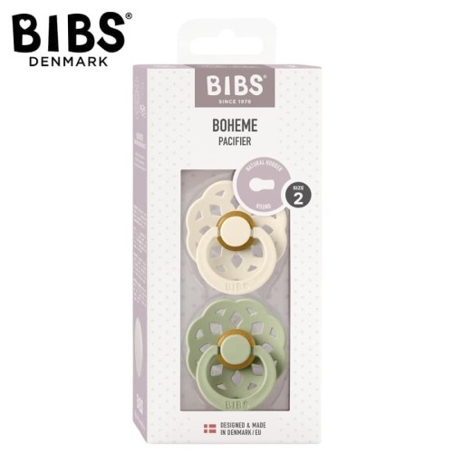 BIBS smoczek Boheme 6-18m M 2szt. Ivory Sage