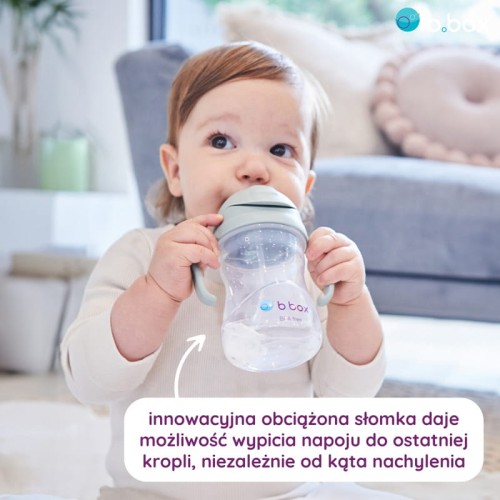 B.BOX bidon ze słomką niekapek sage