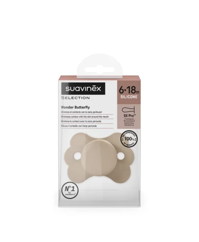 Suavinex smoczek 6-18m symetryczny motylek beżowy
