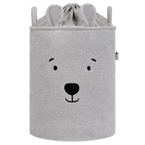 SIPO Kosz na zabawki szary miś  43 L.  XL ściągacz