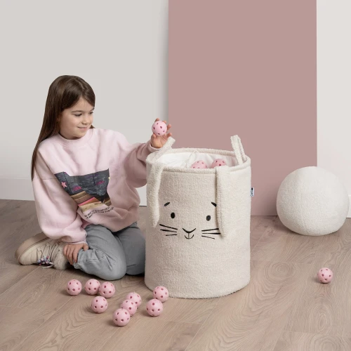 SIPO Kosz na zabawki królik kremowy 43 L.  XL ściągacz