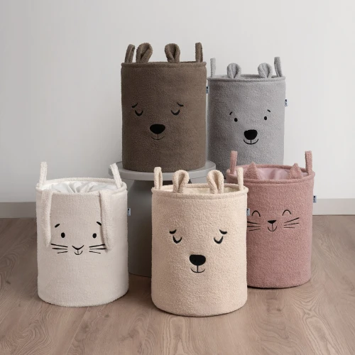 SIPO Kosz na zabawki Bear miś 43 L.Brązowy XL ściągacz
