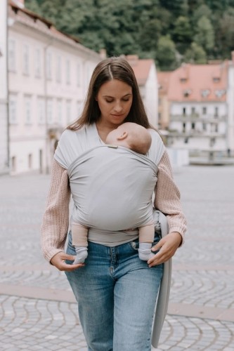 BOBA Chusta do noszenia niemowląt Wrap jasno  szara nosidełko
