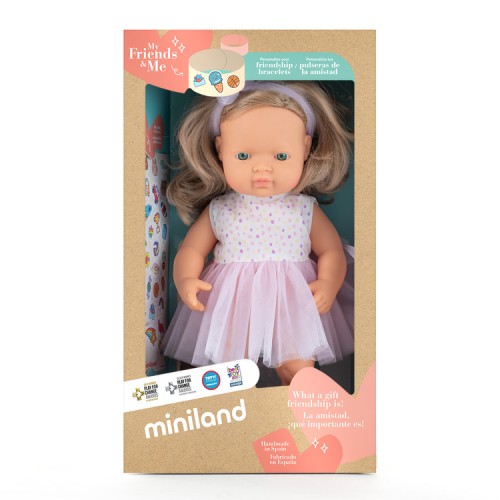 Miniland Lalka dziewczynka Europejka 38 cm ciemny blond Friends & Me