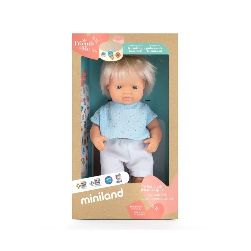 Miniland Lalka chłopiec Europejczyk 38 cm Blond włosy My Friends & Me