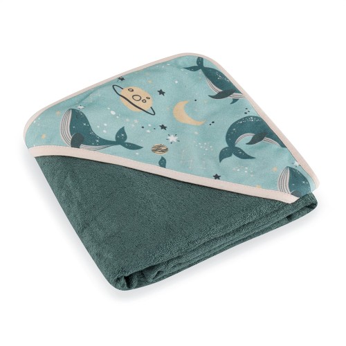 Petite&Mars  Okrycie kąpielowe bambusowe whale