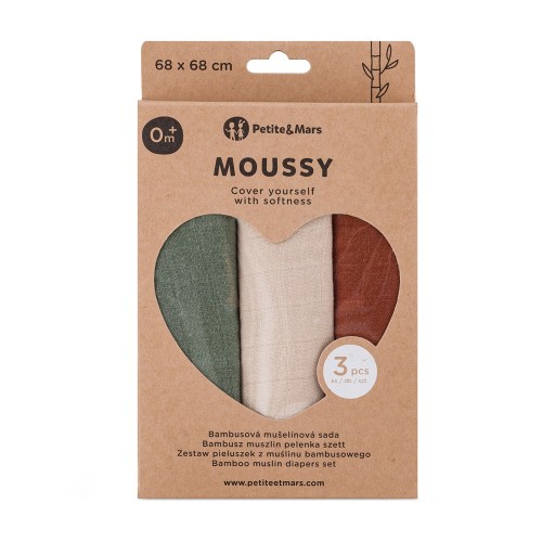 Petite&Mars pieluszki muslinowe 3 szt.zestaw Earth tones