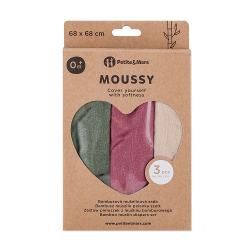 Petite&Mars pieluszki muslinowe 3 szt.zestaw Botanic Tones