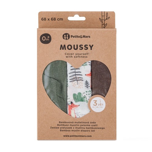 Petite&Mars pieluszki muslinowe 3 szt.zestaw forest fox