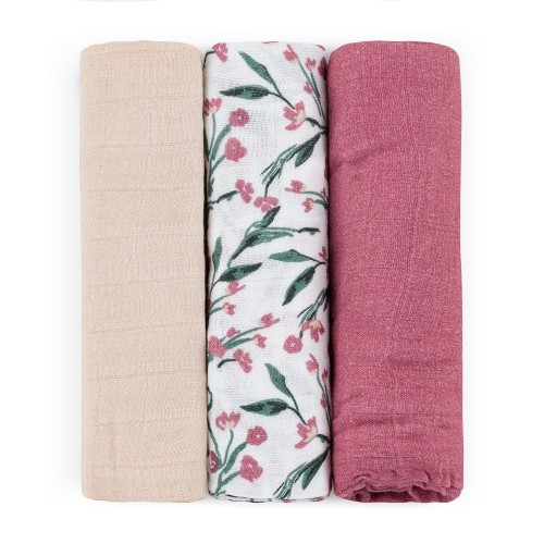 Petite&Mars pieluszki muslinowe 3 szt.zestaw Pink Meadow