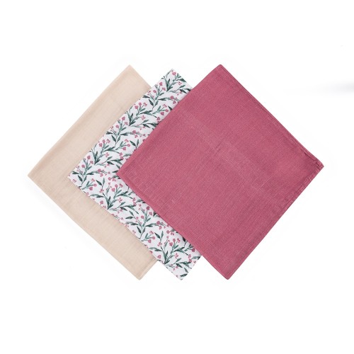 Petite&Mars pieluszki muslinowe 3 szt.zestaw Pink Meadow