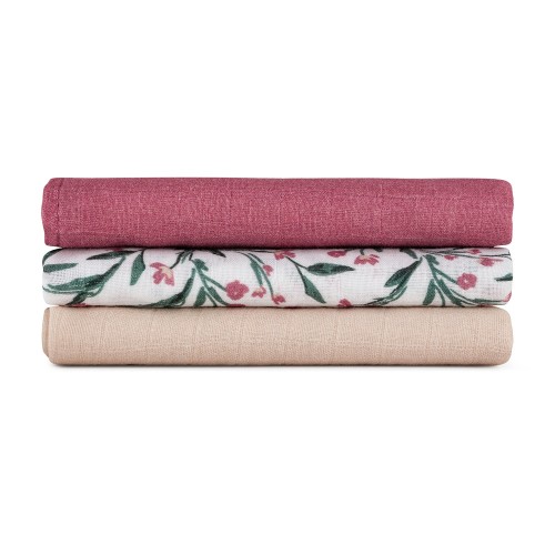 Petite&Mars pieluszki muslinowe 3 szt.zestaw Pink Meadow