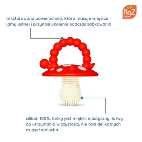 RaZbaby Gryzak ortodontyczny grzybek 2 szt. na ząbkowanie zielony czerwony