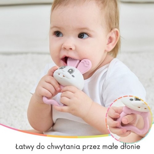Mombella Gryzak Grzechotka 2w1 Królik Bunny Pink