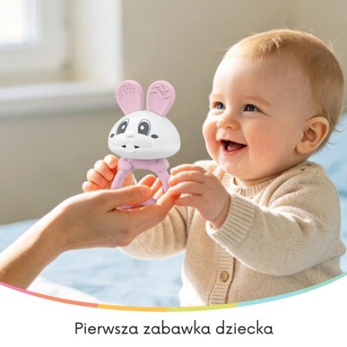 Mombella Gryzak Grzechotka 2w1 Królik Bunny Pink