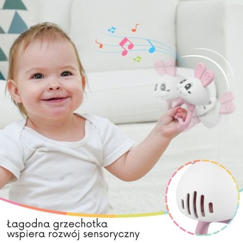 Mombella Gryzak Grzechotka 2w1 Królik Bunny Pink