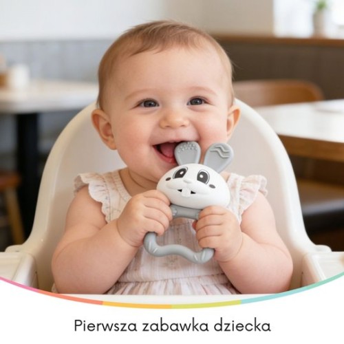 Mombella Gryzak Grzechotka 2w1 Królik Bunny Grey