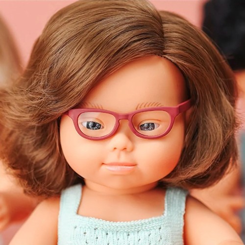 Miniland Lalka  dziewczynka DS Europejka brunetka 38 cm z okularami