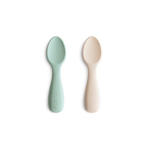 Mushie Łyżeczki silikonowe 2szt. Cambridge Blue / Shifting Sand