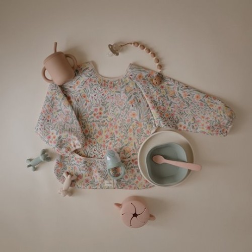 Mushie Śliniak z Rękawami  6m+ Pastel Blooms