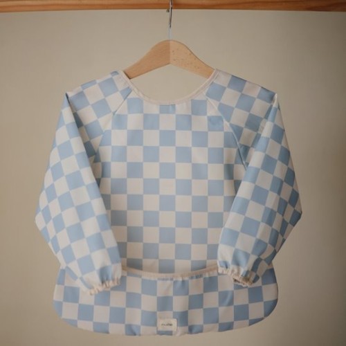 Mushie Śliniak z Rękawami Blue Check 6m+ fartuszek