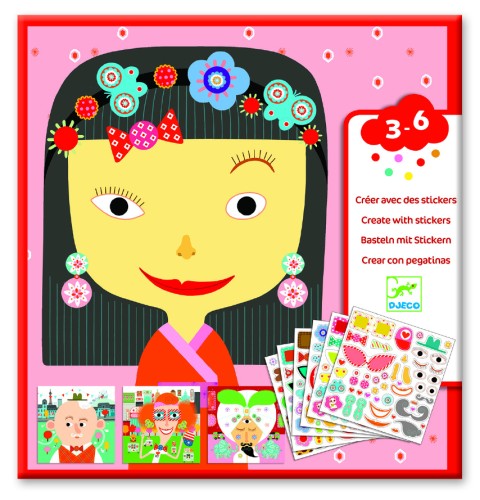 Djeco Zestaw art. z naklejk. dla maluchów TWARZE DJ08934