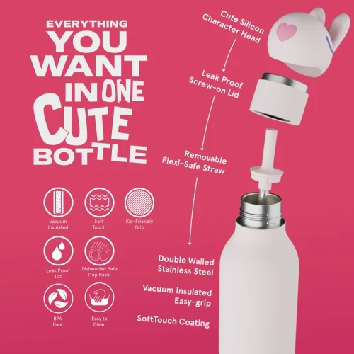 Asobu Butelka termiczna ze słomką Bestie Królik  460 ml