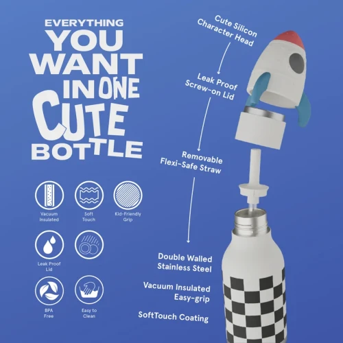 Asobu Butelka termiczna ze słomką Bestie Rakieta 460 ml