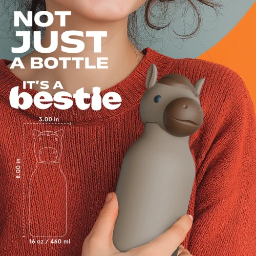 Asobu Butelka termiczna ze słomką Bestie koń 460 ml