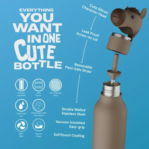 Asobu Butelka termiczna ze słomką Bestie koń 460 ml