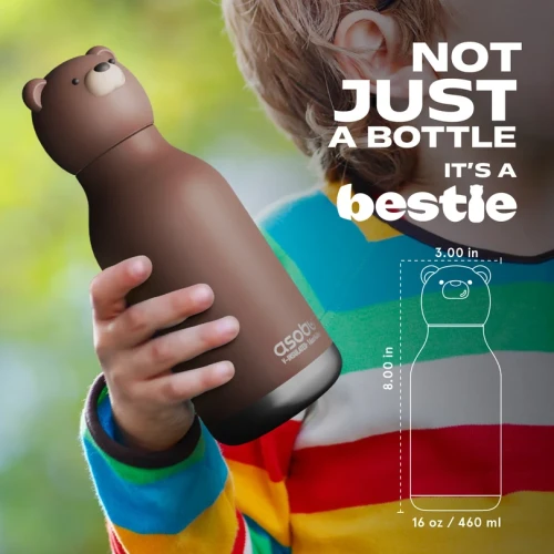Asobu Butelka termiczna ze słomką Bestie niedżwiedź 460 ml